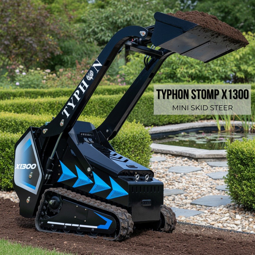 Brand New TYPHON STOMP X1300 25HP Kubota Diesel Mini Skid Steer Loader