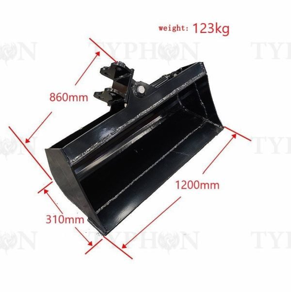Excavator Attachment Tilt Bucket 47" Hydraulic Tilting Bucket 1200mm Heavy Duty For TERROR X2 PRO