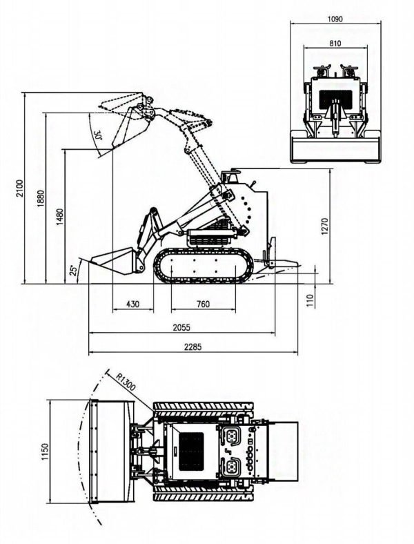 Skid Steer Loader Tracked 22.1 HP Honda EPA Gasoline Engine for Gardens, Farming
