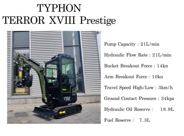 Green TYPHON TERROR XVIII Prestige 2 Ton Mini Excavator KUBOTA Diesel Engine USA