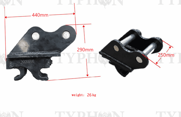 TYPHON 2.5 Ton Mini Excavator Attachment Mechanical Quick Hitch Quick Coupler For TERROR X2 PRO