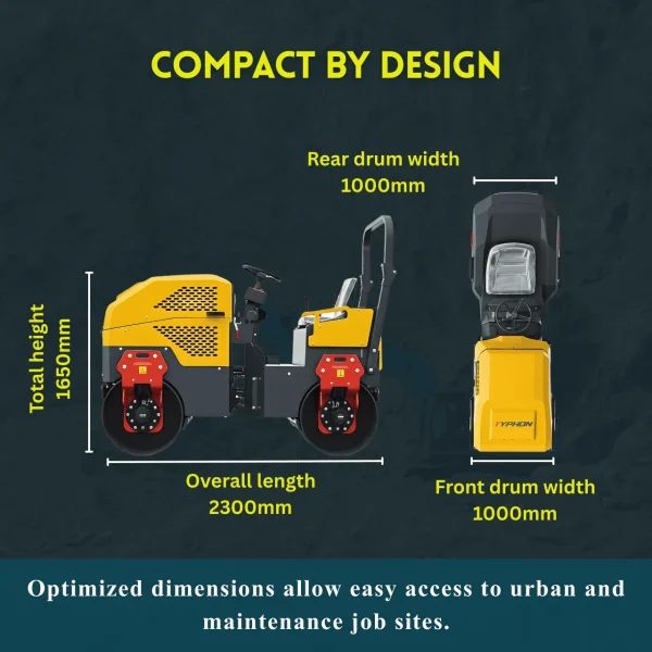TYPHON FURY 20 Mini Road Roller 2Ton Hydraulic Oil Vibratory B&S 23hp USA engine