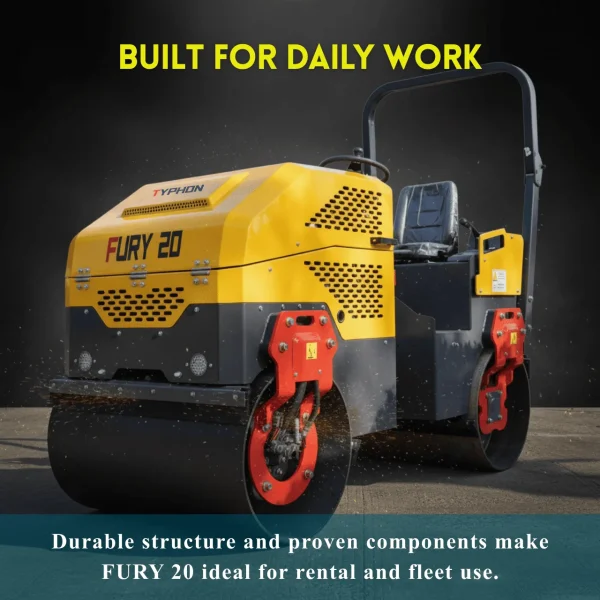 TYPHON FURY 20 Mini Road Roller 2Ton Hydraulic Oil Vibratory B&S 23hp USA engine