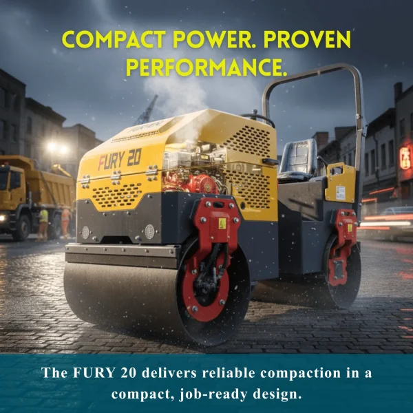 TYPHON FURY 20 Mini Road Roller 2Ton Hydraulic Oil Vibratory B&S 23hp USA engine