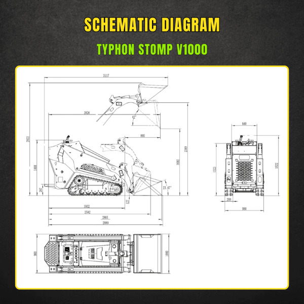 TYPHON Stomp V1000 24HP Kubota D1105 Water Cooled Diesel Skid Steer Pilot Control