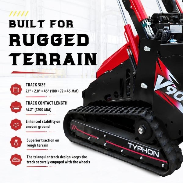Brand New TYPHON STOMP V900 1.4 Ton Mini Track Loader Featuring Dual Auxiliary Hydraulics & Kubota D1105 25HP USA Engine