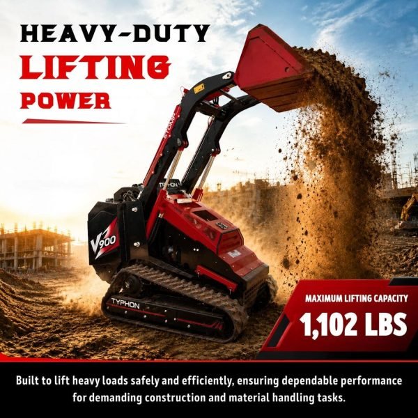Brand New TYPHON STOMP V900 1.4 Ton Mini Track Loader Featuring Dual Auxiliary Hydraulics & Kubota D1105 25HP USA Engine