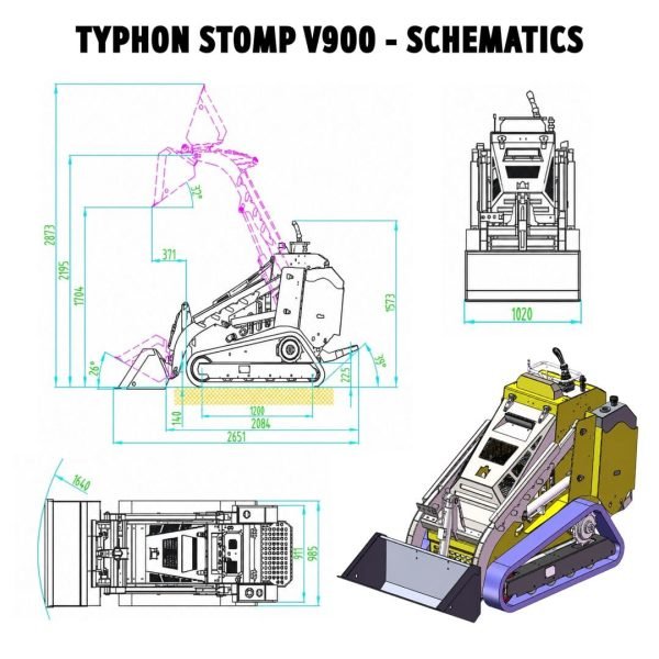 Brand New TYPHON STOMP V900 1.4 Ton Compact Track Loader with 25HP Kubota Diesel Engine 1,102 lb Max Load
