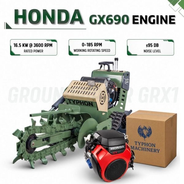 TYPHON GroundRipper GRX1 Compact Track Trencher Konstructz Series w/ Honda GX690 22.1HP Engine