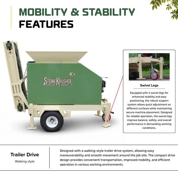 TYPHON STONEKRUSHER K1 Compact Rock Crusher 11.7 HP Honda GX390 Towable Jaw Crusher Konstructz Series