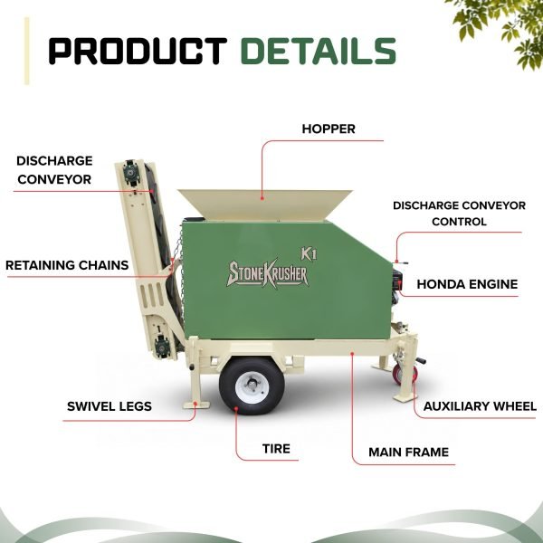 TYPHON STONEKRUSHER K1 Compact Rock Crusher 11.7 HP Honda GX390 Towable Jaw Crusher Konstructz Series