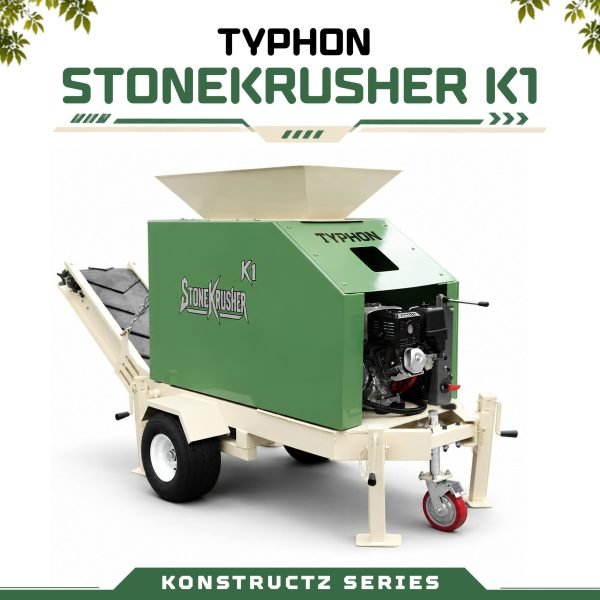 TYPHON STONEKRUSHER K1 Compact Rock Crusher 11.7 HP Honda GX390 Towable Jaw Crusher Konstructz Series