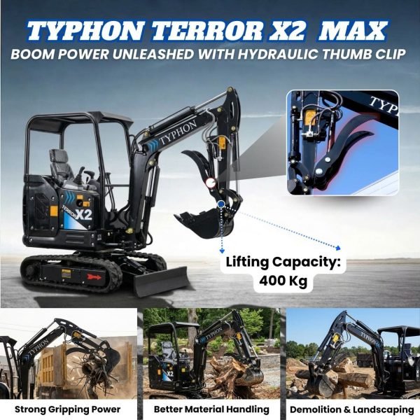 TYPHON TERROR X2 Max Canopy Mini Excavator Powerful 2.5 Ton Compact Machine with Yanmar Engine Advanced Hydraulic System