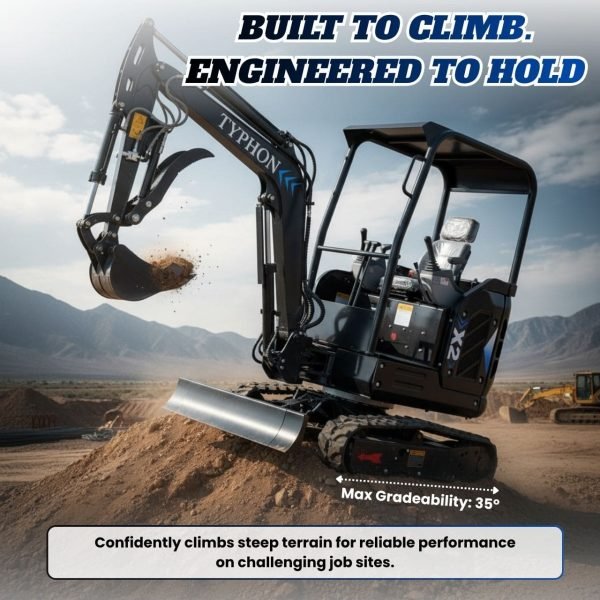 TYPHON TERROR X2 Max Canopy Mini Excavator Powerful 2.5 Ton Compact Machine with Yanmar Engine Advanced Hydraulic System