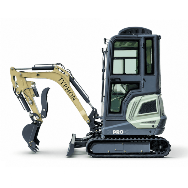 TYPHON TERROR XVII PRO Prestige 4,000 lb Mini Excavator with Kubota D902 Diesel Engine, Boom Swing, A/C & Heater