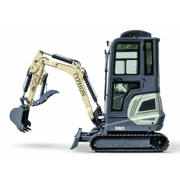 TYPHON TERROR XVII PRO Prestige 4,000 lb Mini Excavator with Kubota D902 Diesel Engine, Boom Swing, A/C & Heater