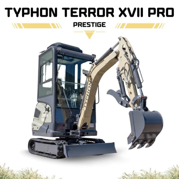 TYPHON TERROR XVII PRO Prestige 4,000 lb Mini Excavator with Kubota D902 Diesel Engine, Boom Swing, A/C & Heater