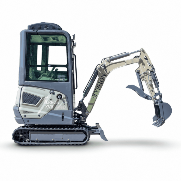TYPHON TERROR XVII PRO Prestige 4,000 lb Mini Excavator with Kubota D902 Diesel Engine, Boom Swing, A/C & Heater
