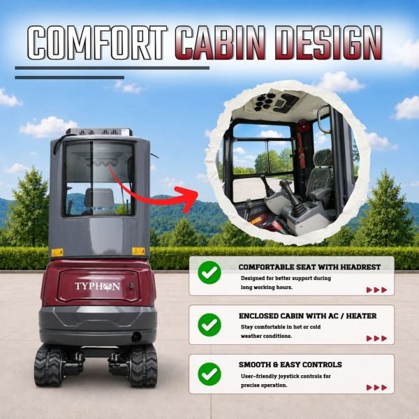 TYPHON TERROR XVII PRO Prestige Edition 4000 lb Enclosed Mini Excavator with Kubota Power & Advanced Hydraulics