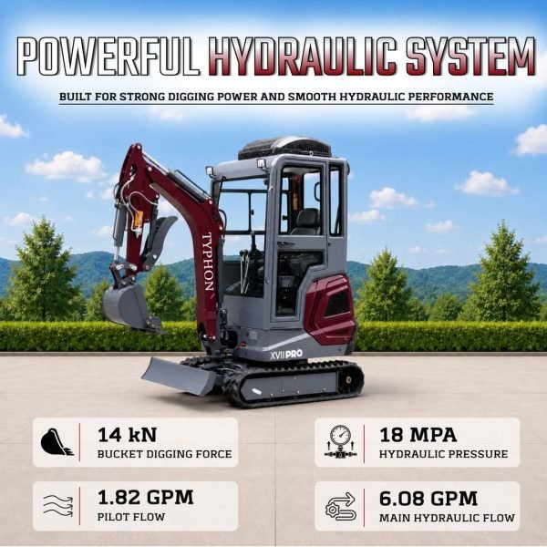TYPHON TERROR XVII PRO Prestige Edition 4000 lb Enclosed Mini Excavator with Kubota Power & Advanced Hydraulics