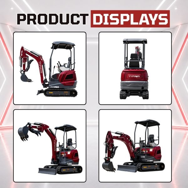 TYPHON TERROR XVII PRO 3800 lbs Mini Excavator Kubota Diesel, Hydraulic Thumb, Dozer Blade & Boom Swing