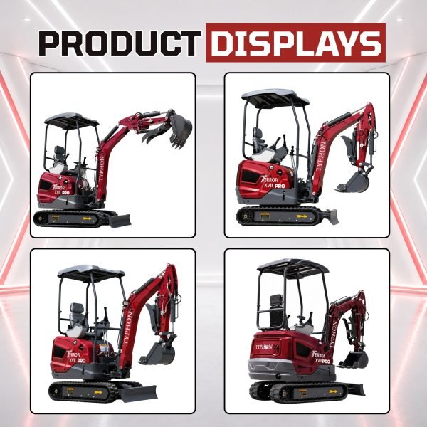 TYPHON TERROR XVII PRO 3800 lbs Mini Excavator Kubota Diesel, Hydraulic Thumb, Dozer Blade & Boom Swing