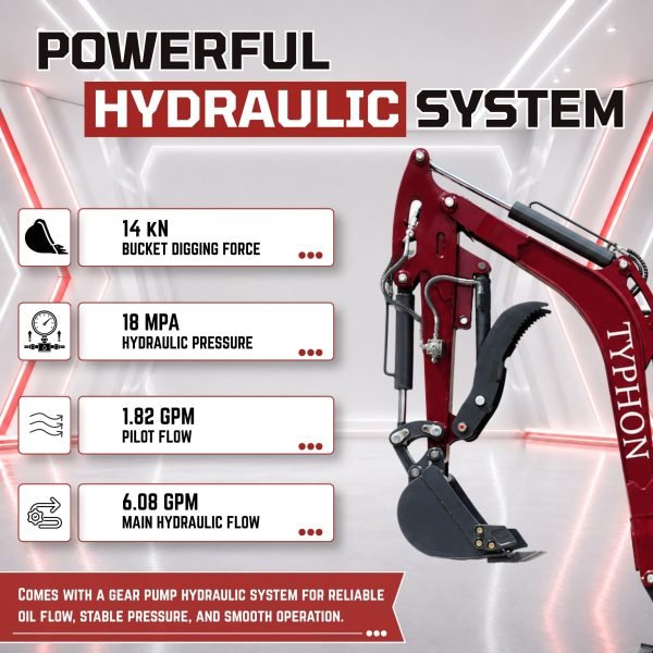 TYPHON TERROR XVII PRO 3800 lbs Mini Excavator Kubota Diesel, Hydraulic Thumb, Dozer Blade & Boom Swing