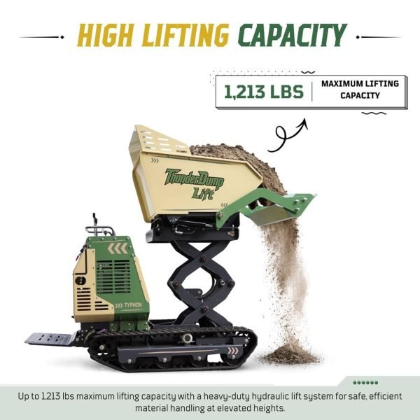 TYPHON ThunderDump Lift KONSTRUCTZ Series Tracked Dumper, 2,205 lb Load Capacity Honda GX390 11HP Gas Engine,