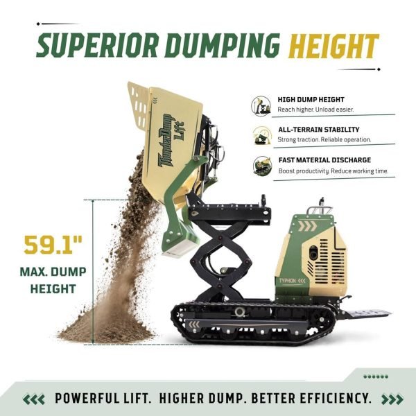 TYPHON ThunderDump Lift KONSTRUCTZ Series Tracked Dumper, 2,205 lb Load Capacity Honda GX390 11HP Gas Engine,