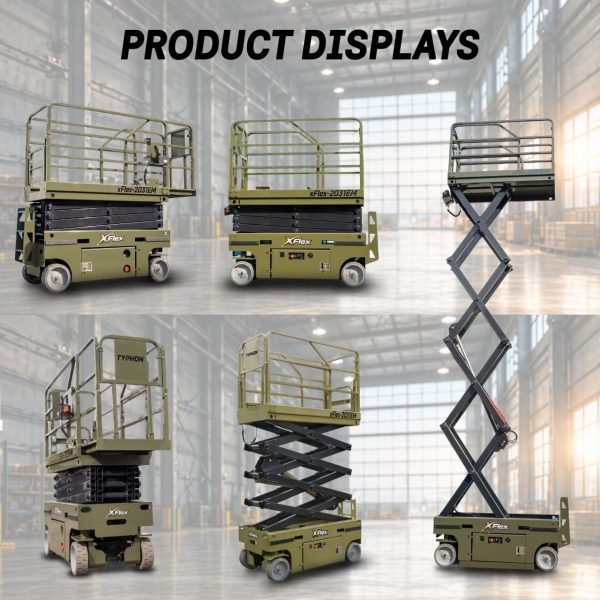 TYPHON xFLEX-2031EM 1.2 Ton Electric Mini Scissor Lift with 20ft Max Platform Height and 19.7" Platform Extend