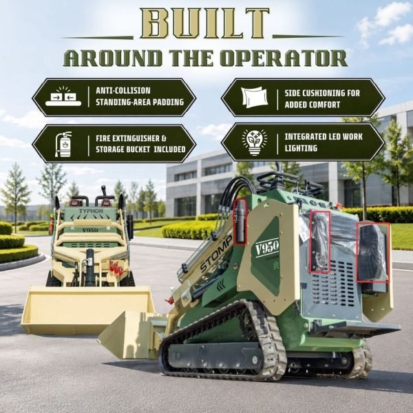 Typhon Stomp V950 Mini Skid Steer Track Loader - Konstructz Series 1.5 Ton 25HP Kubota D1105 Engine