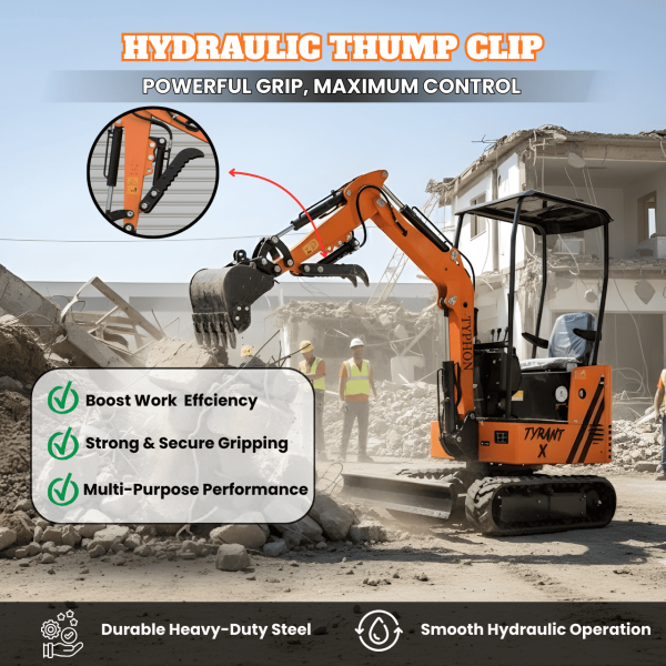 Typhon Tyrant X 1 Ton Mini Excavator with 13.5HP Briggs & Stratton Engine, Hydraulic Oil Cooler & Thumb Clip
