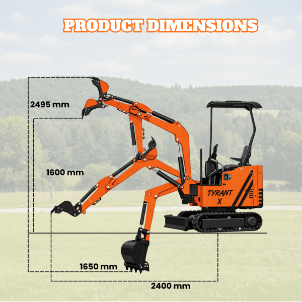 Typhon Tyrant X 1 Ton Mini Excavator with 13.5HP Briggs & Stratton Engine, Hydraulic Oil Cooler & Thumb Clip