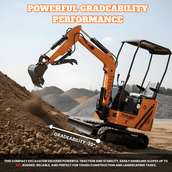 Typhon Tyrant X 1 Ton Mini Excavator with 13.5HP Briggs & Stratton Engine, Hydraulic Oil Cooler & Thumb Clip